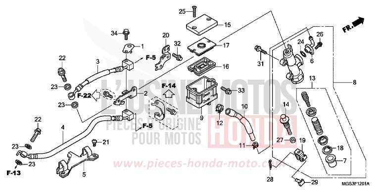 PEDALE de NC700X Boîte Méca MAGNA RED (R201) 2012
